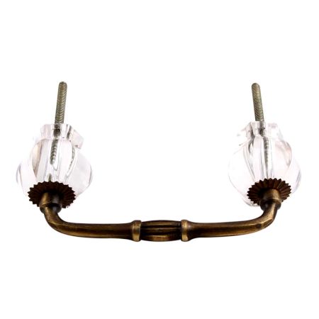 Clear Hexagon Cut Glass Bridge Handle